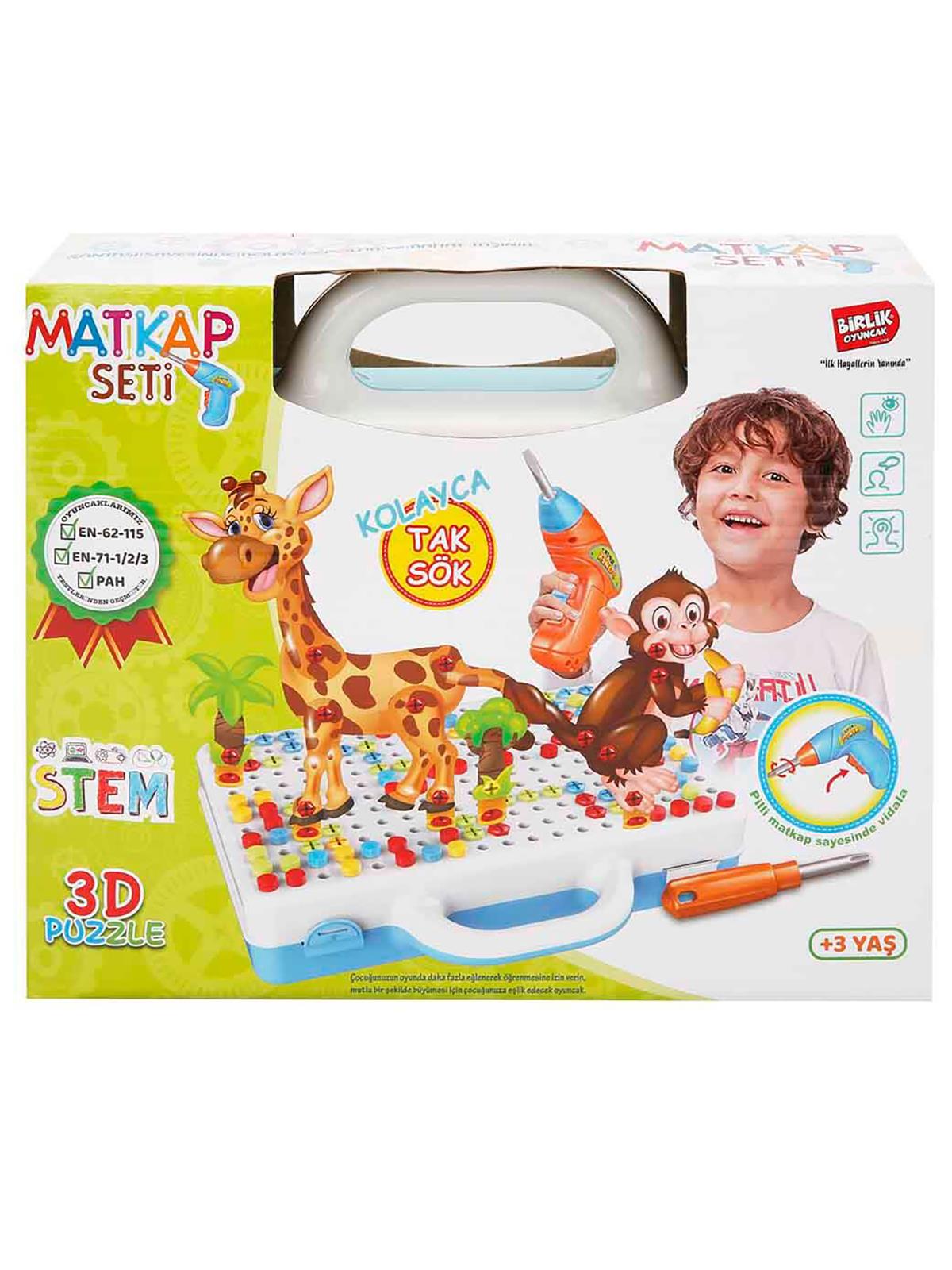 Birlik Oyuncak 3D Stem Eğitici Matkap Seti-Hayvanlar