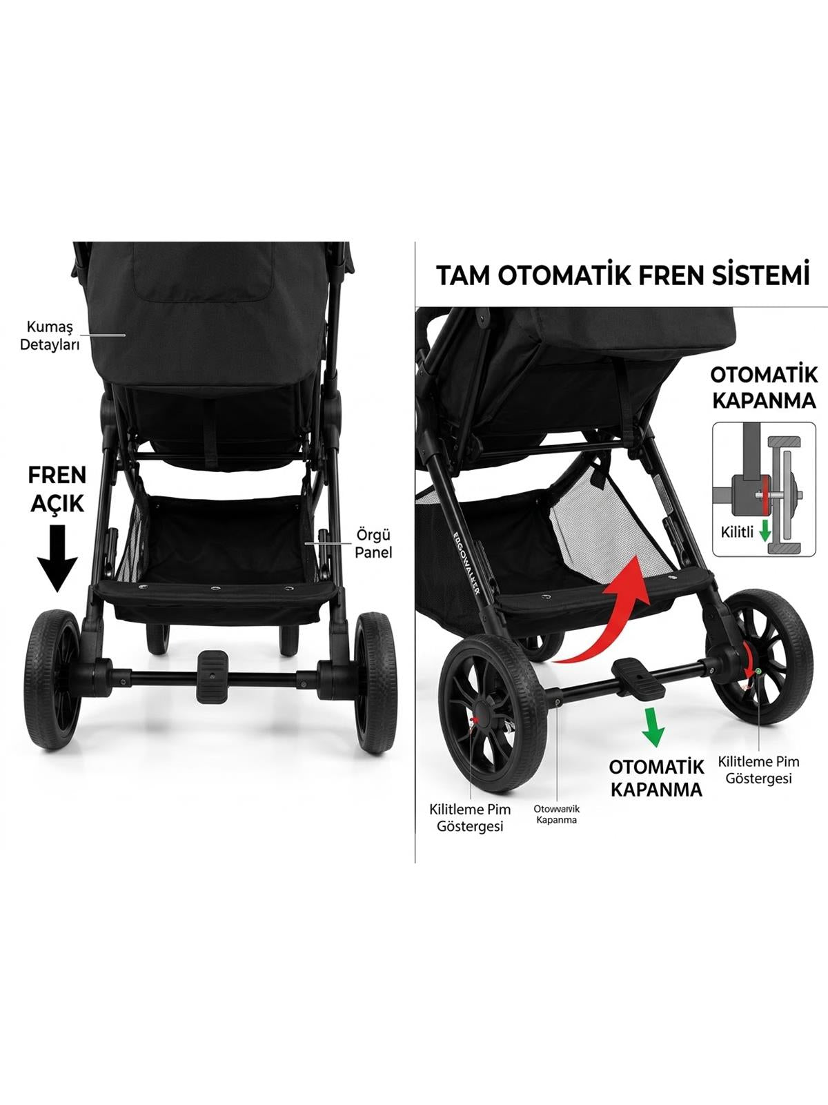Babycare Capron Çift Yönlü Bebek Arabası - Siyah