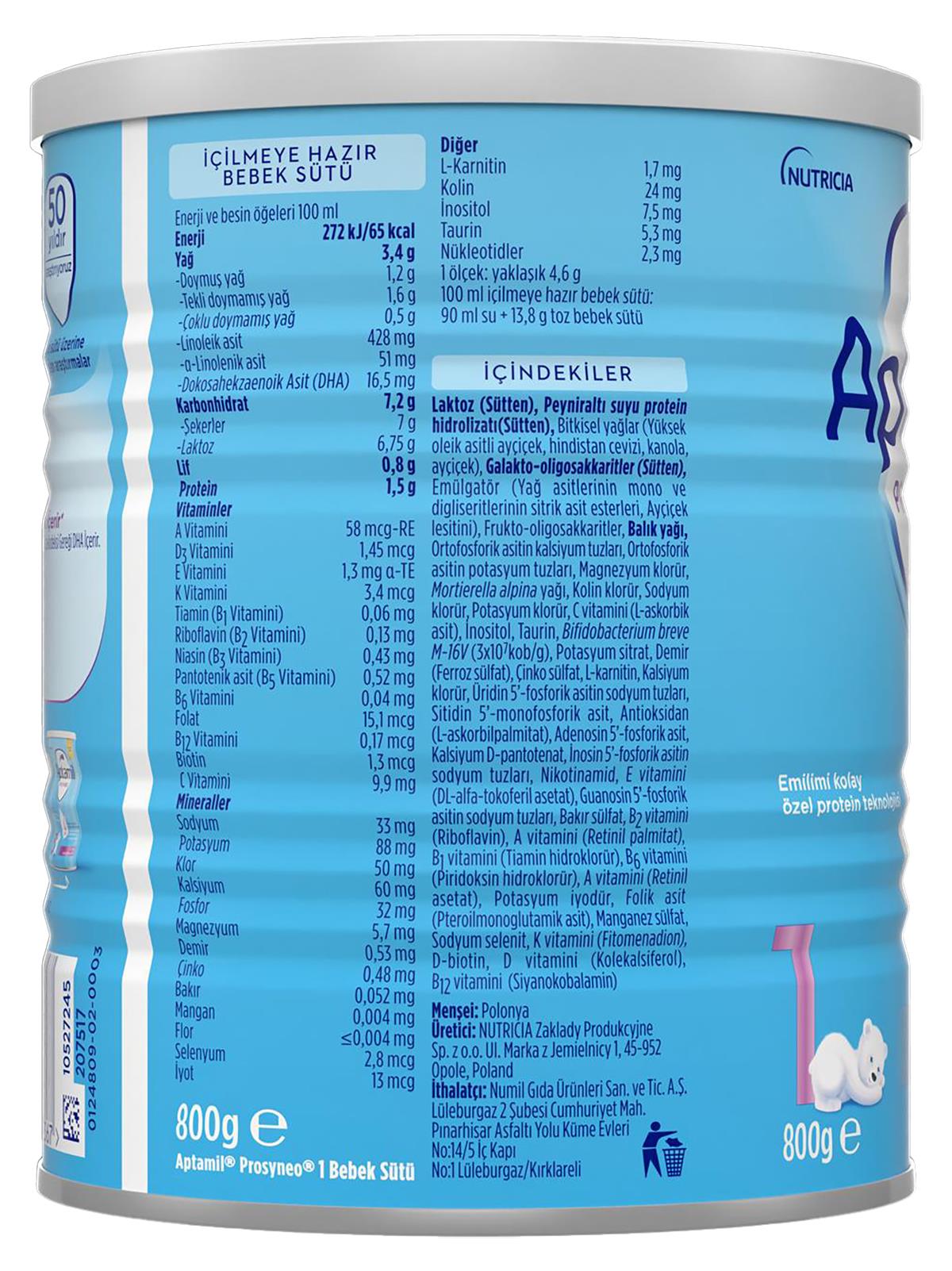 Aptamil Prosyneo 1  800 G Bebek Sütü
